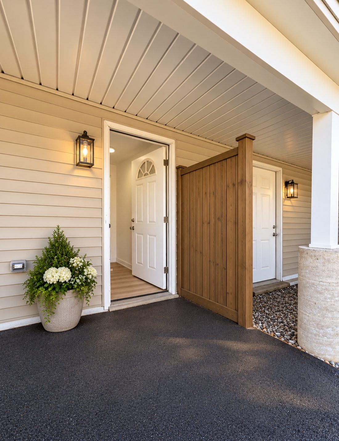 Private entrance and parking